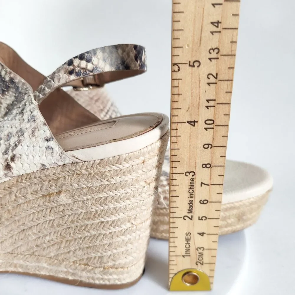 Antonio‎ Melani Espadrille Snakeprint Leather Neutral Wedge Platform Sandals 9.5